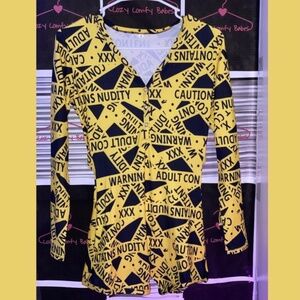 Yellow Caution ⚠️ Long-sleeve Onesie